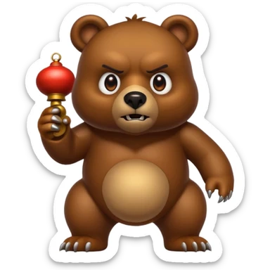 Evil bear with bell on its butt sticker