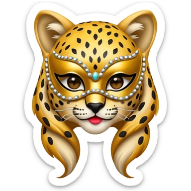 cheetah with glamorous masquerade mask sticker