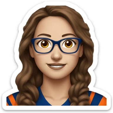 female brown hair glasses nhl fan edmonton oilers sticker