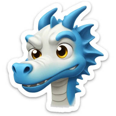 A blue dragon in a white T-shirt with wrinkles on his forehead, experiencing stress and nervousness sticker