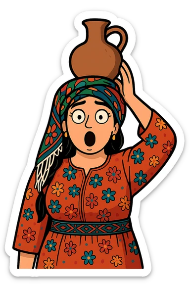 Cartoon sticker in Flat Toon style with a surprised expression, transparent background. sticker