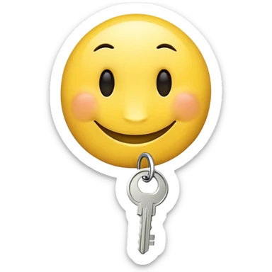 A smiley face, with a hand holding a key to it’s nose sticker