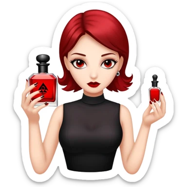 A girl holding hypnotic poison perfume sticker
