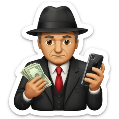 Mafia boss holding money and phone sticker