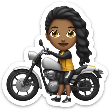 chica de pelo negro y piel clara en moto deportiva sticker