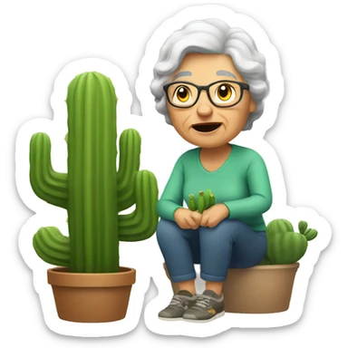 Grandma with a cactus sticker