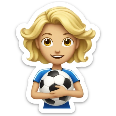 blond woman spinning a soccer ball on her hands sticker