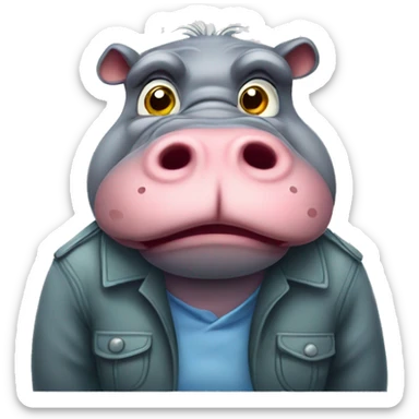 Grumpy hippopotamus  sticker