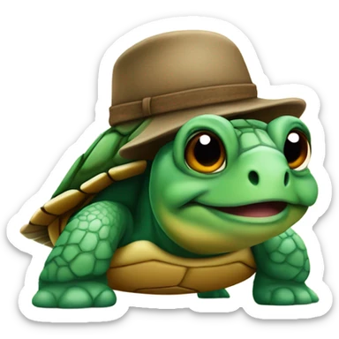 Turtle wearing trapper hat  sticker