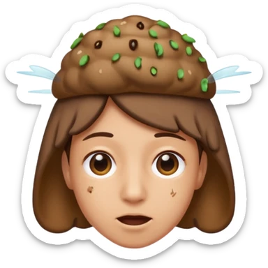 Poop with fly all around his head  sticker