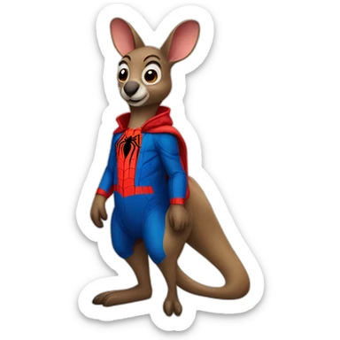 A Kangaroo wearing Spider-Man Jacket sticker
