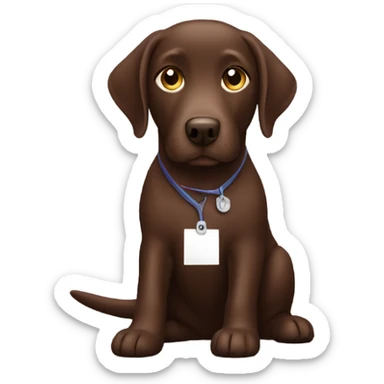 Chocolate lab working at computer sticker