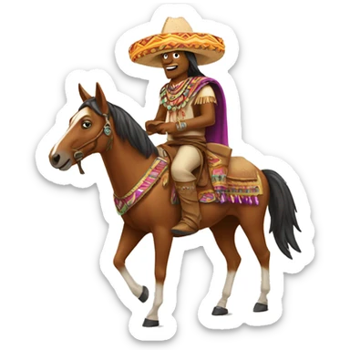 Indian on horse eating Taco Bell  sticker