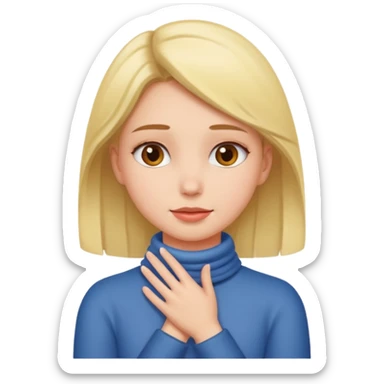 Girl putting her hands around her neck sticker