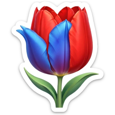 Half red moon and blue tulip sticker