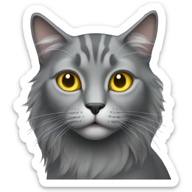Gray long hair cat with yellow eyes sticker
