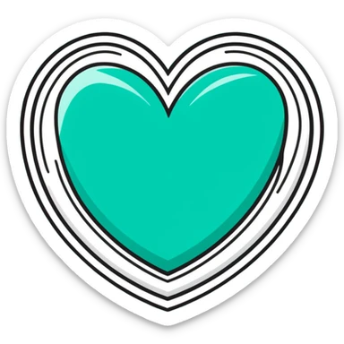 Beautiful elegant Maya-inspired heart symbol, refined clean geometric lines, sophisticated, dark green on white sticker