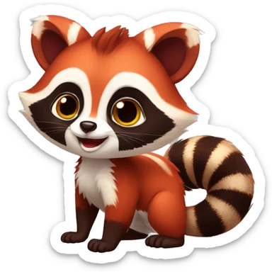 Cute red raccoon-panda-lemur-hybrid full body sticker