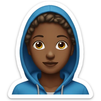 Brown skin girl with blue hoodie  sticker
