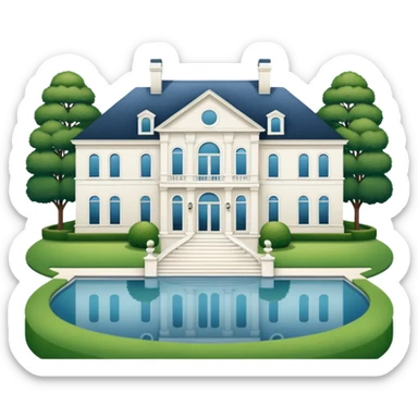 3 story white mansion on lake sticker