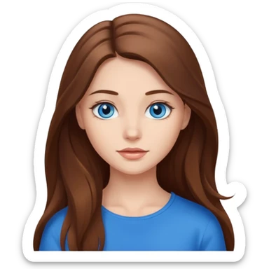 beautiful girl with long and brown hair sticker