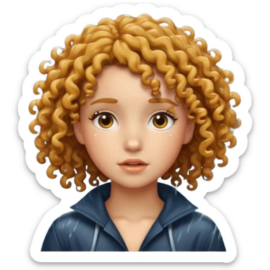 Curly haired girl under thunderstorm  sticker