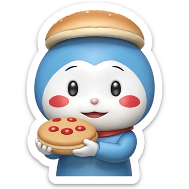 Doraemon, holding a dorayaki, cute sticker