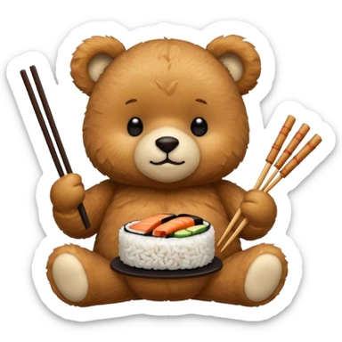 Teddy bear eating sushi  sticker
