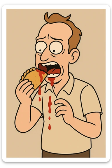 ketchup sauce Empanada the man was eating sticker