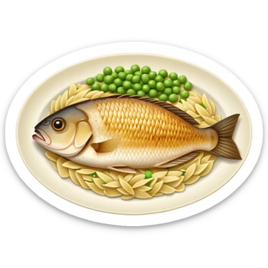 Tilapia with orzo peas and potato sticker