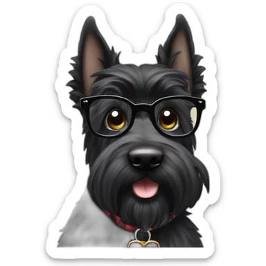 Senior black Scottish terrier with glasses black sticker