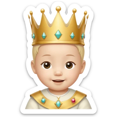 white asian baby wearing crown with number 1 written on it sticker
