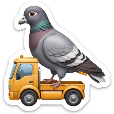 Pigeon is driving a lorry sticker