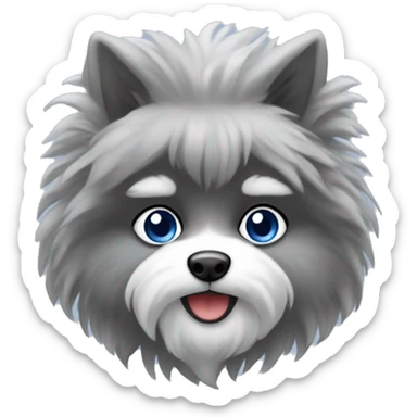 Red, silver, and blue pom pim sticker