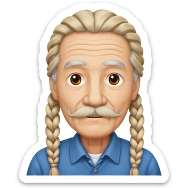 very old,  and mustached, haired, braided, sticker