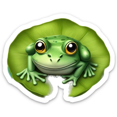 Frog looking sad but chilling on a lily pad sticker