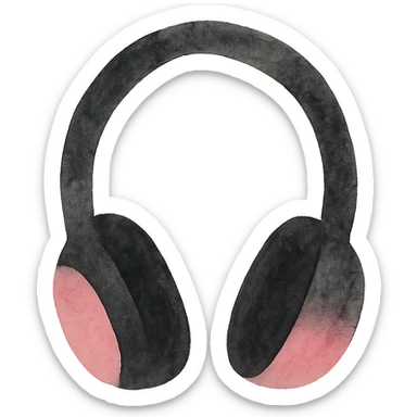 BLACKPINK-inspired object, black and pink colors, soft and artistic effect, Watercolor style sticker