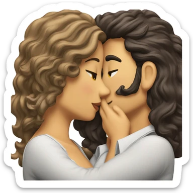 beso hombre rubio y mujer pelo rizado morena sticker
