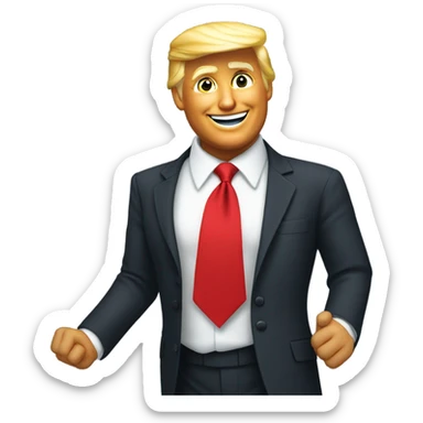 president donald trump with a red tie dancing to ymca sticker