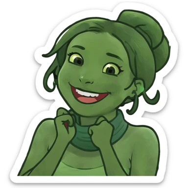 girl hands around her neck while laughing sticker