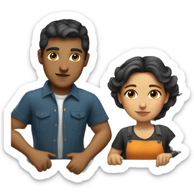 Mexican Boy and girl tow truck drivers together  sticker
