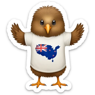 Kiwi wearing a t shirt with the print "for ever NZ" sticker