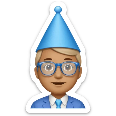 party blue hat bee with glasses full body sticker