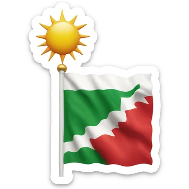 Kurdistan flag with red on top white in middle and green at bottom with a sun in middle sticker