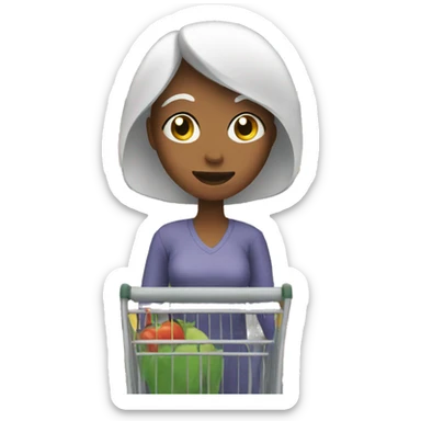 woman with supermarket cart sticker