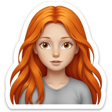 girl with very long orange hair living sticker
