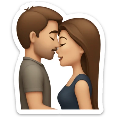Brown hair woman kissing a men with brown hair sticker
