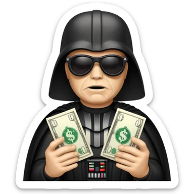 Death Vader wearing shades with dollar signs sticker
