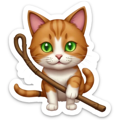 Cat have a stick  sticker