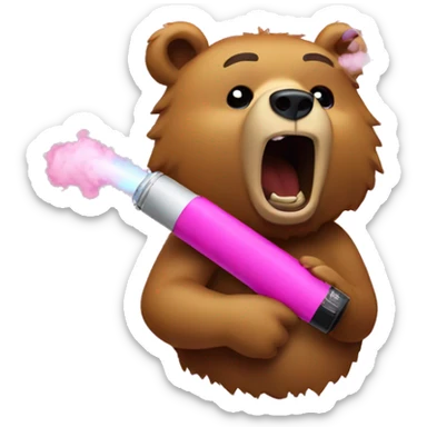 Bear hitting a pink vape sticker